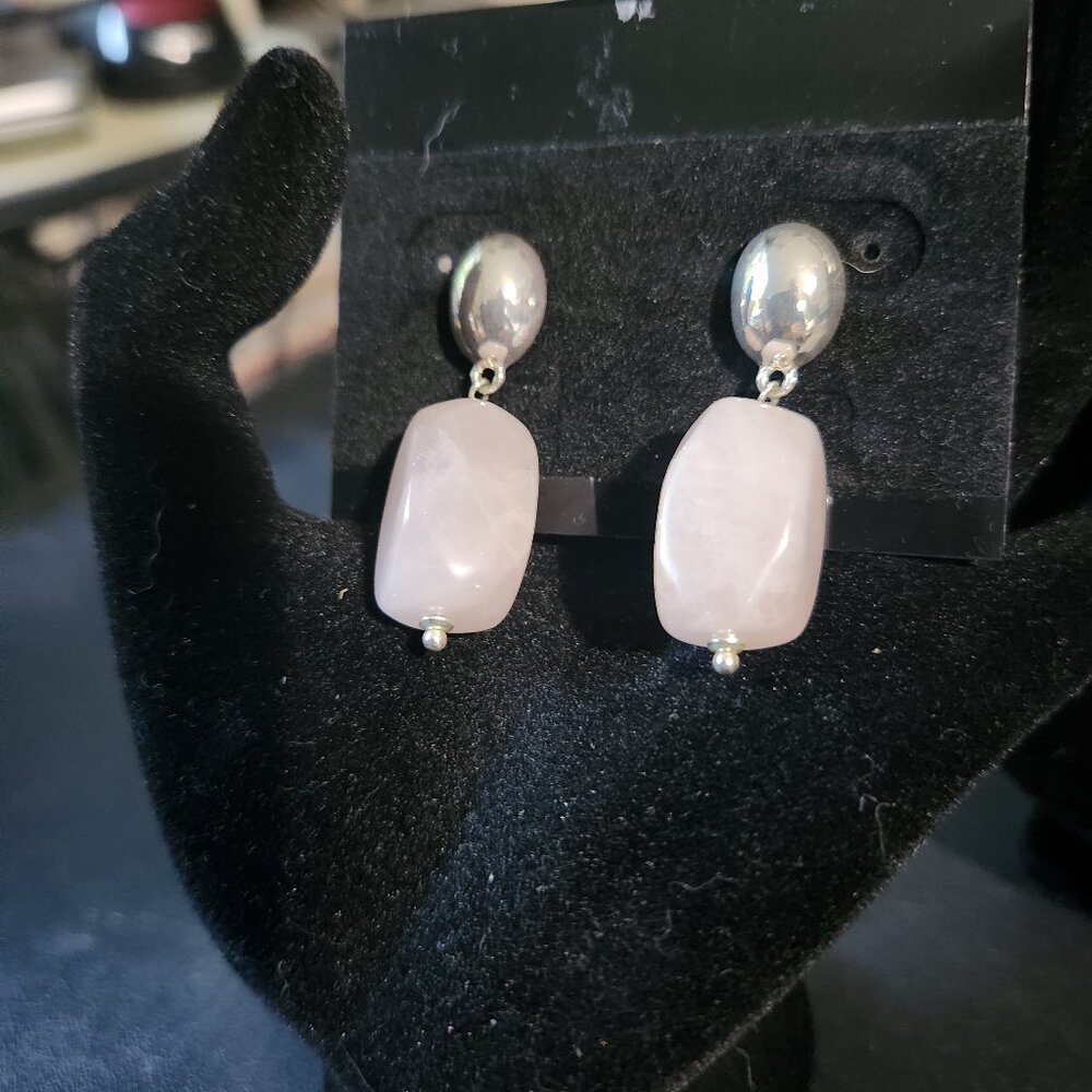 Lauren Ralph Lauren Silver and Pink Stone Earrings